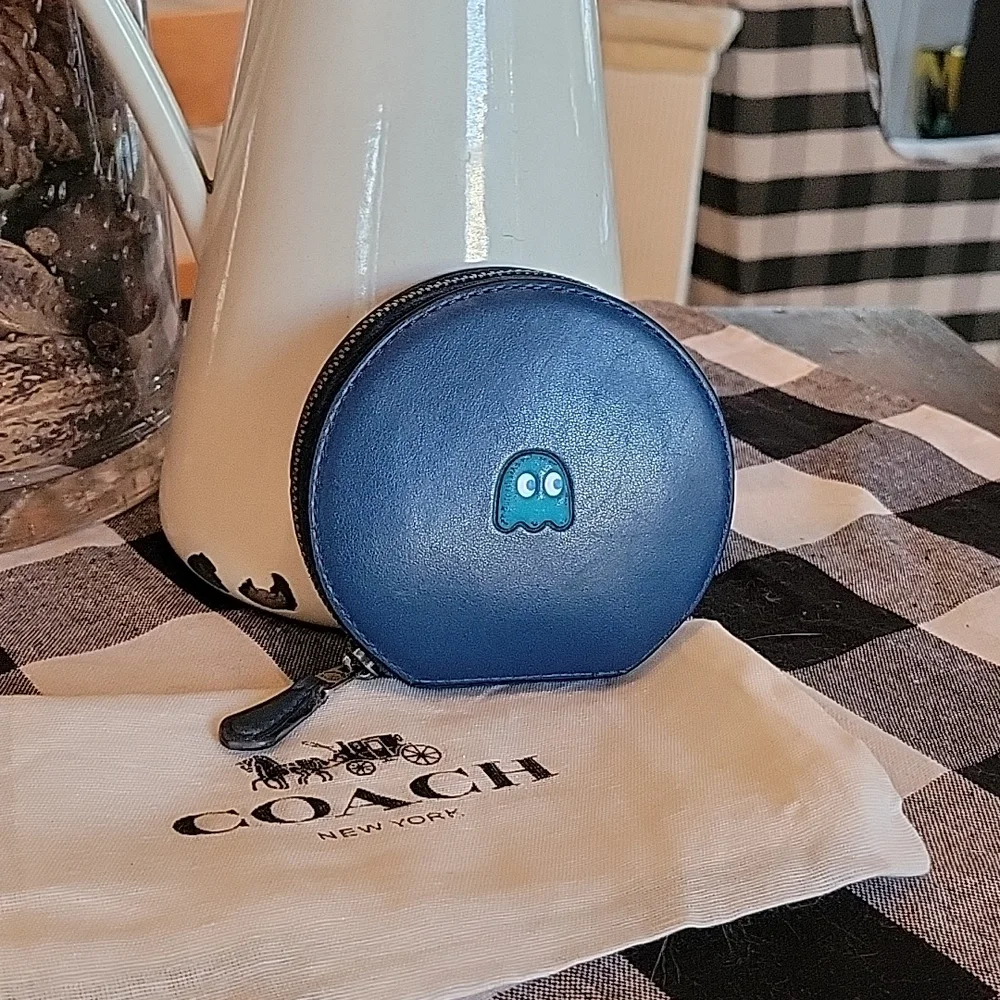 Coach Glovetanned Leather Pac-Man Ghost Coin Purse